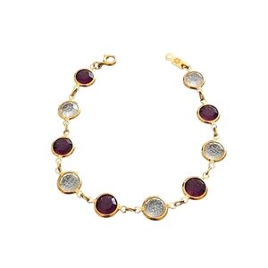 Vintage Swarovski Edelweiss Clear And Purple Crystal Bezel Set Gold Bracelet